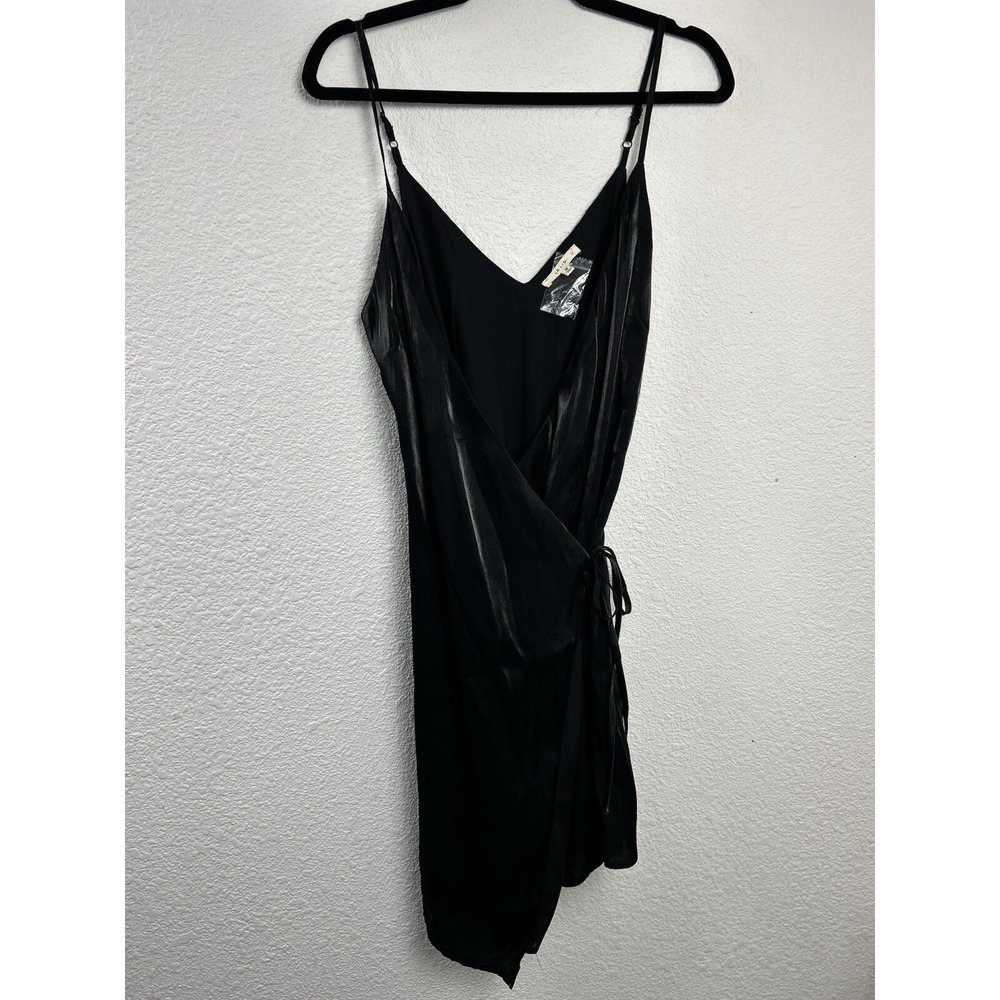 LE LIS Slip Dress Womens Size M Dress Black Wrap Spaghetti Strap Corporate Goth